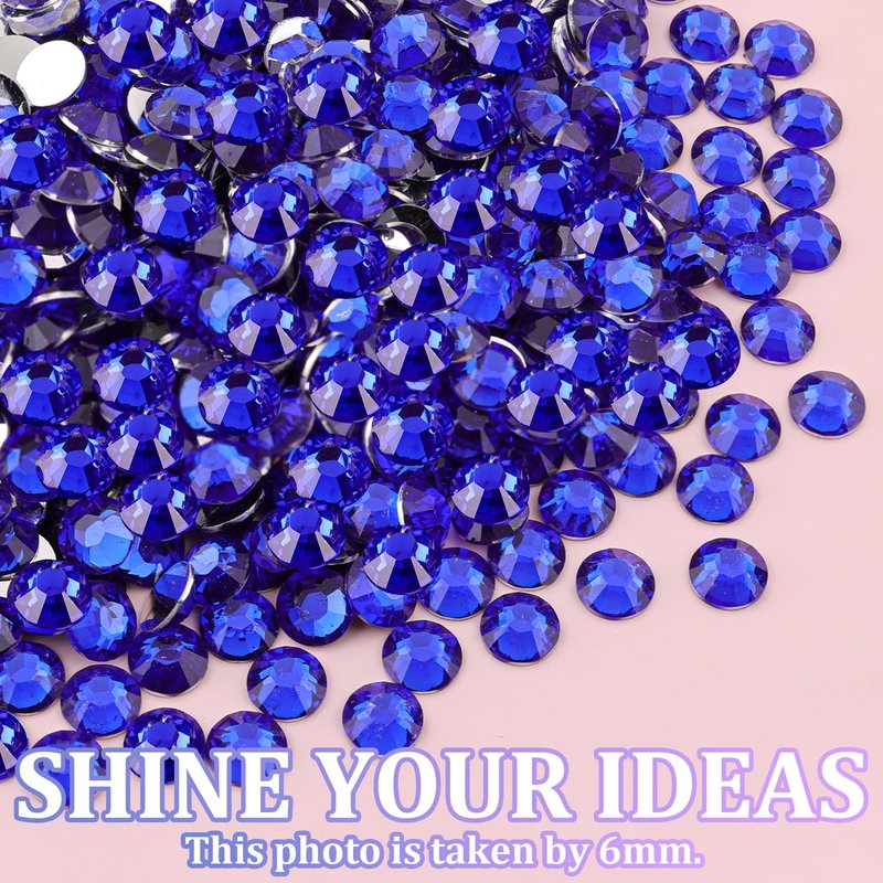 Skiennix 25000Pcs Royal Blue Resin Rhinestones - Non-Hotfix Flatback Gems for DIY Craft Projects | 2-6mm Mixed Sizes