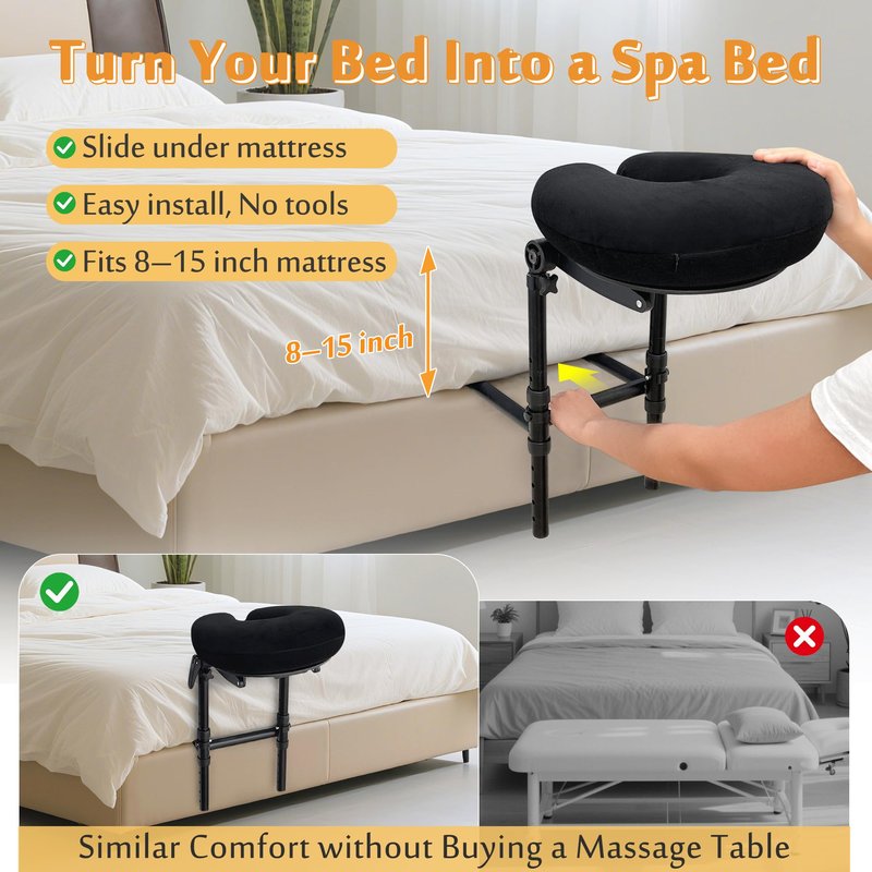 AOSSA Massage Headrest for Bed Face Cradle Pillow – Adjustable Mattress Top Massage Kit with Face Down Cushion, Home Spa and Salon Bed Attachment, Also for Eye Surgery Recovery