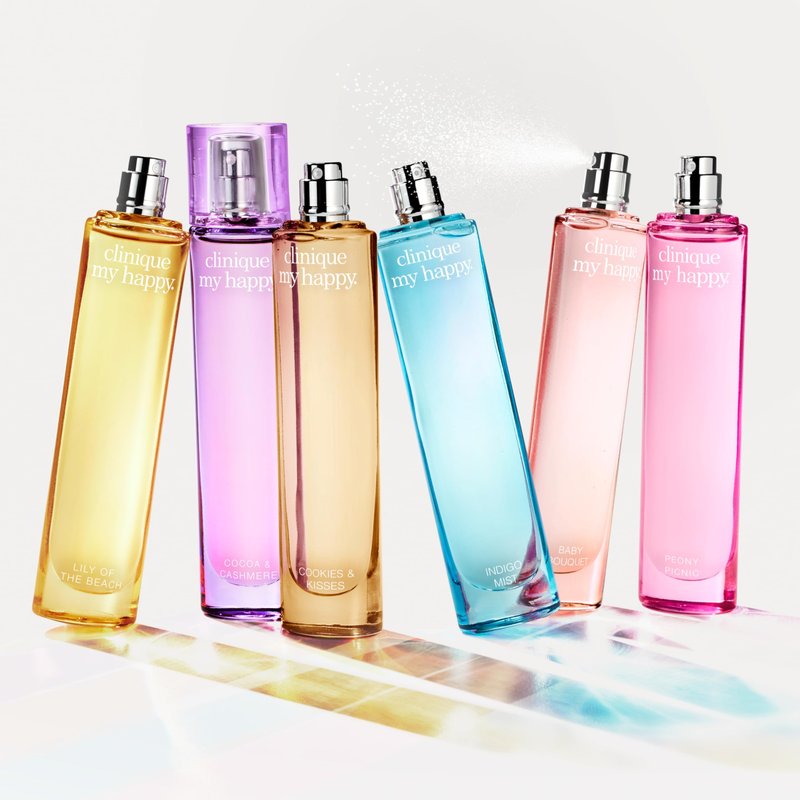 Clinique My Happy Fragrance Spray, Indigo Mist | Notes of Green Melon + Dewy Bluebells | Perfumes for Women, Mini Travel Size, 0.5 Fl Oz