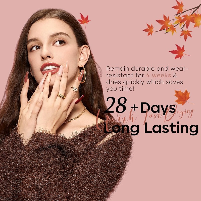 Modelones Gel Nail Polish Set - 6 Colors Nude & Brown Gel Polish Kit | Soak Off LED Starter Manicure