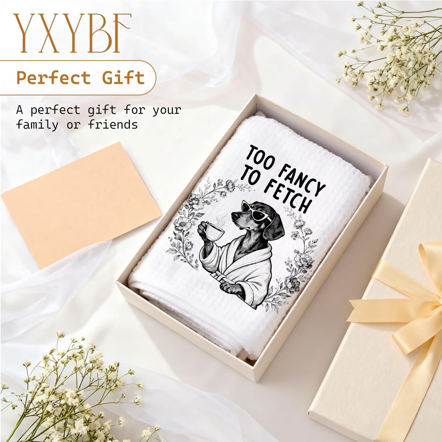 YXYBF Dachshund Gifts Hand Dish Tea Towels for Kitchen Bathroom Spa Decor 16x24 Inches, Weiner Dog Gifts for Women Men, Funny Coffee Dachshund Kitchen Towels Decorative