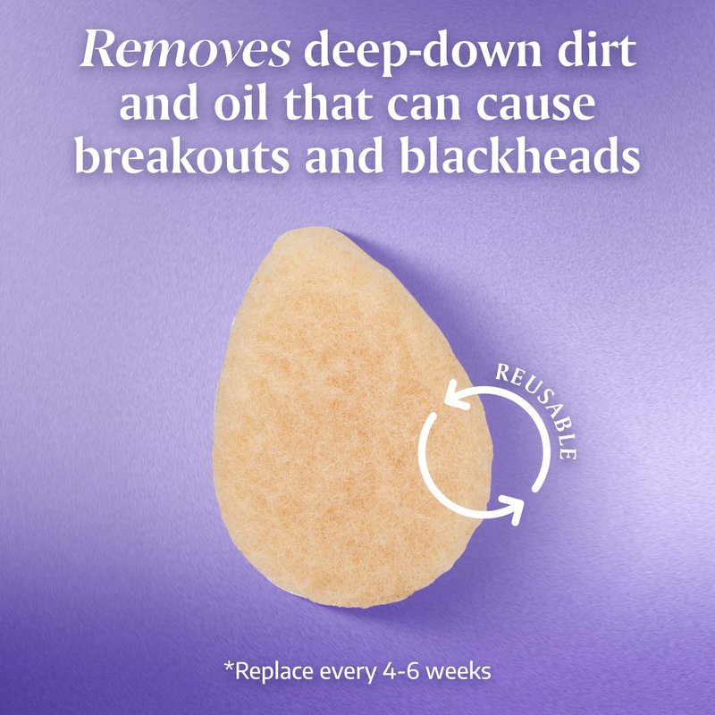 Buf-Puf Gentle Facial Sponge, Dermatologist Developed, Removes Deep Down Dirt & Makeup That Causes Breakouts and Blackheads, Reusable, Exfoliating, 1 Count