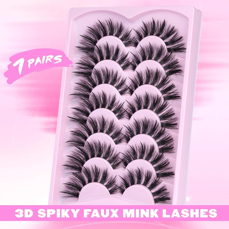 ALICE Lashes Wispy False Eyelashes - 7 Pairs Spiky Cat Eye Lashes Faux Mink Lashes - 0.02mm Ultra -Thin Band for Invisible Lash Line, Lightweight & Comfortable Wear, Reusable Natural Looking Falsies