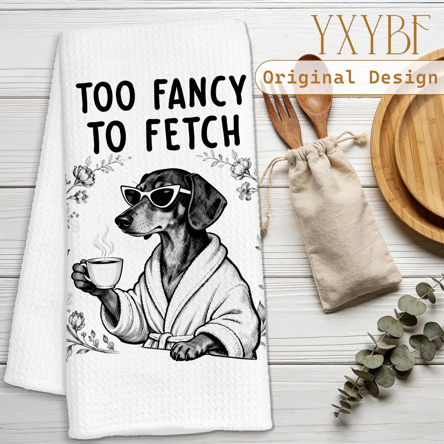 YXYBF Dachshund Gifts Hand Dish Tea Towels for Kitchen Bathroom Spa Decor 16x24 Inches, Weiner Dog Gifts for Women Men, Funny Coffee Dachshund Kitchen Towels Decorative