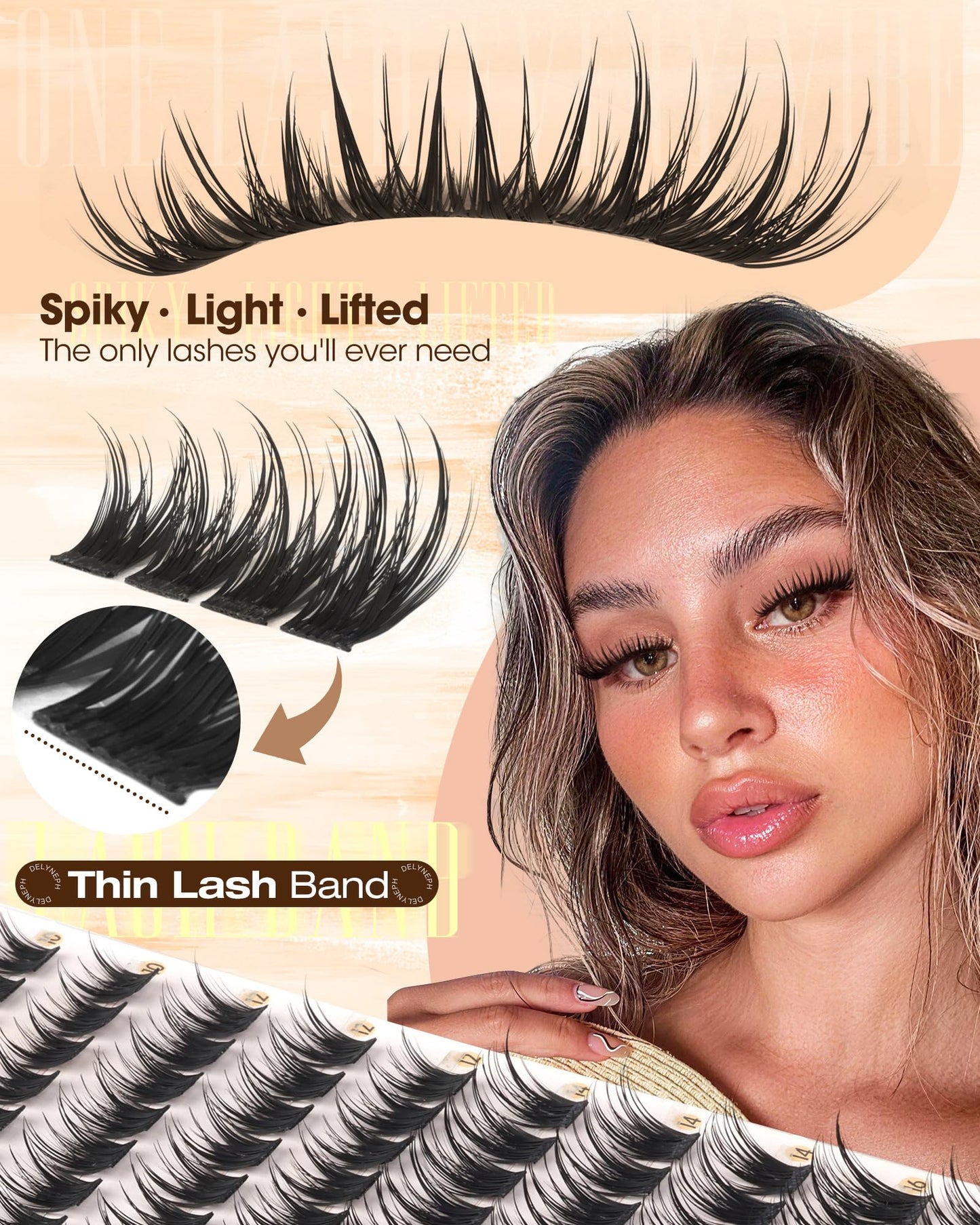 Wispy Lash Clusters Fairy Eyelash Clusters Wet Lash Clusters with Spikes Manga Cluster Eyelash Extensions CD Curl Natural 10-16mm Individual Lashes by Delyneph