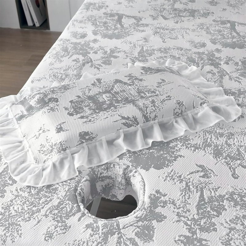 Massage Table Cover - Thickened Spa Table Skirt with Face Hole | Fits 75" x 31.5" - Gray