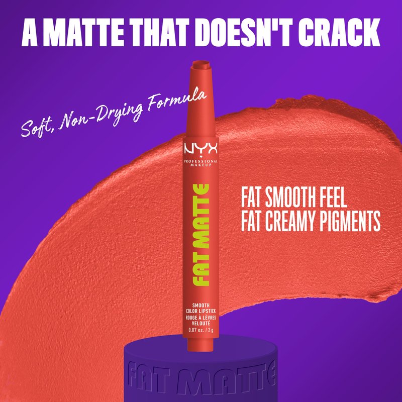 NYX PROFESSIONAL MAKEUP Fat Matte Lipstick, Pigmented, Smoothing, & Non-Drying Lip Crayon, Long Lasting Lip Makeup, Vegan & Cruelty Free - Coral Cuddlin' (Dirty Peach)