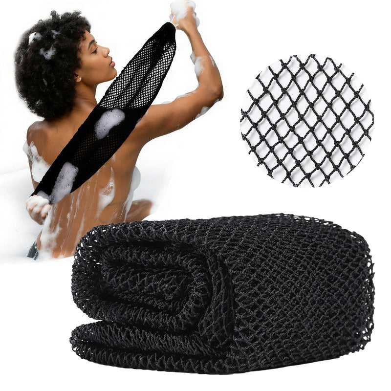 African Net Sponge Authentic, Exfoliating Bath Sponge, Body Scrubber Shower Loofah for Daily Use, Travel Portable Bath Essentials (Black)
