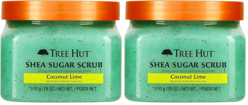 Tree Hut Shea Sugar Scrub - Coconut Lime - 18 oz - Exfoliating Body Scrub for Smooth, Glowing Skin - Made with Real Sugar and Shea Butter (Pack of 2)