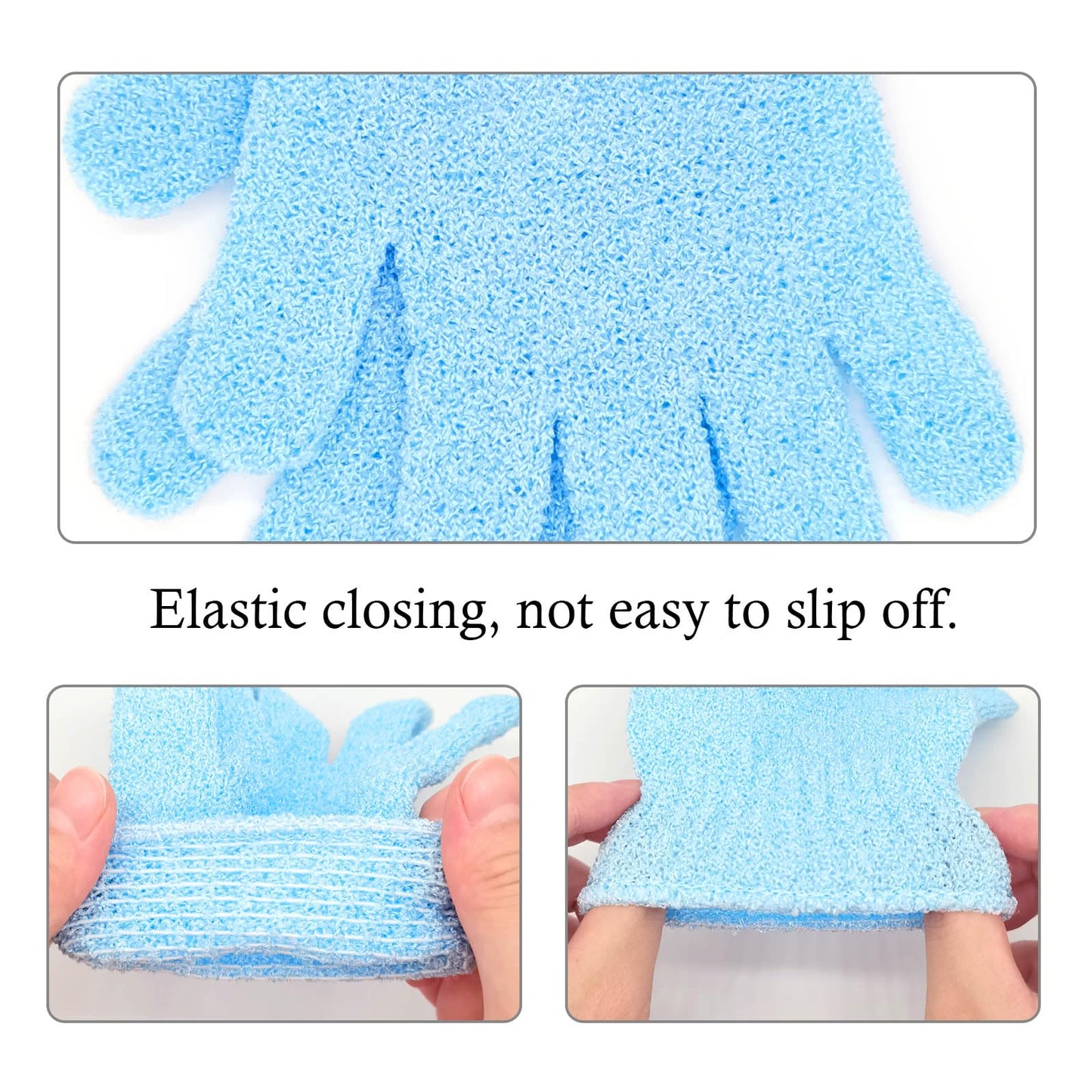 BlingKingdom 1 Pair Bath Gloves for Shower Exfoliating Wash Gloves Shower Mitts for Women Beauty Spa Massage Skin Shower Body Scrubber (Blue)