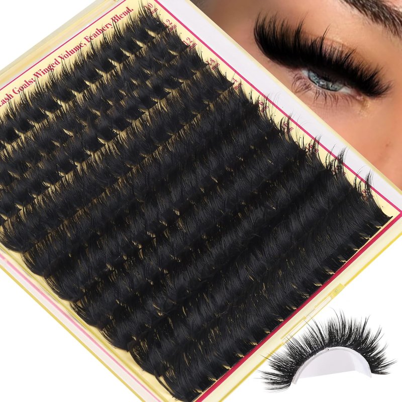 FANXITON Volume Lash Clusters - Spiky Manga 300D Eyelash Extensions | 10-18MM Thick Wispy D Curl
