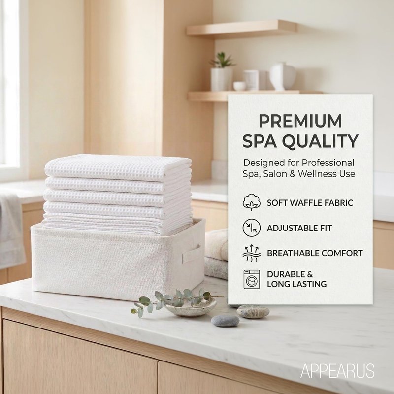 APPEARUS Women's Waffle Spa Bath Wrap with Adjustable Snap Closure - One Size (Fits S-L) Lightweight Quick-Dry Robe