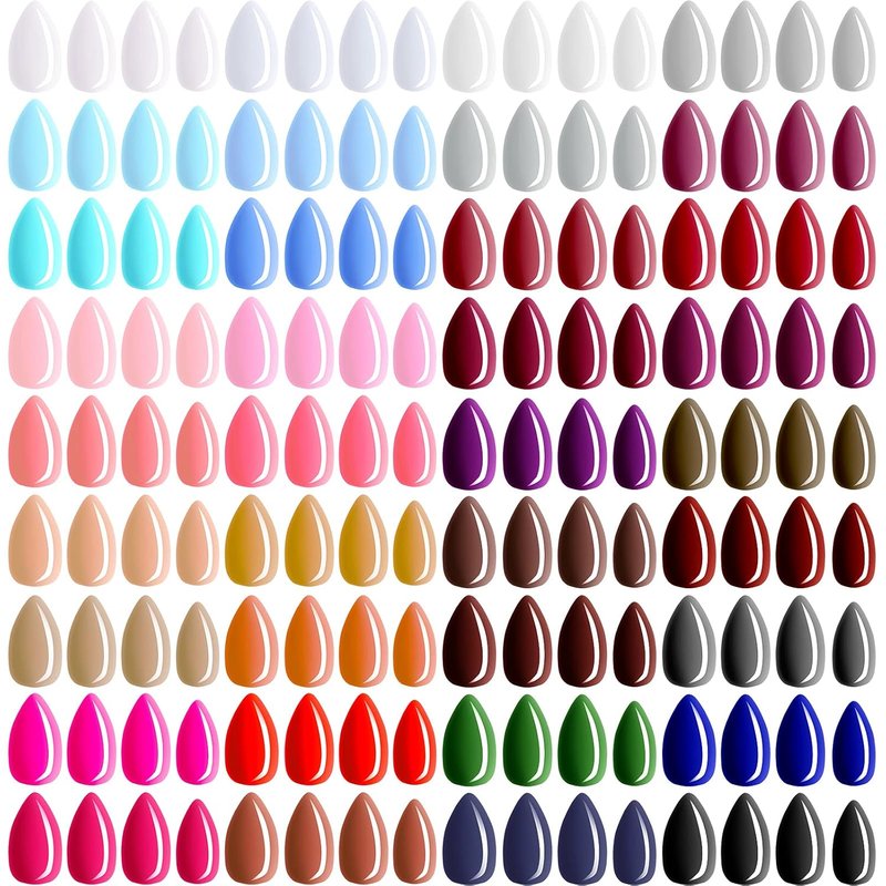 Almond Press-On Nails - 36 Vibrant Colors | Glossy Full Cover Artificial Nails for Women & Girls