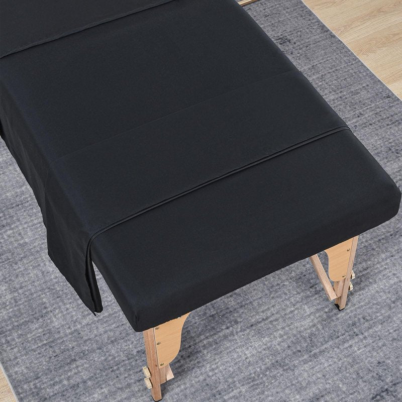 MRJ Soft 3 Piece Set Microfiber Massage Sheet Set,for Massage Tables,Includes Massage Flat Sheet,Massage Fitted Sheet and Face Rest Cover,Black