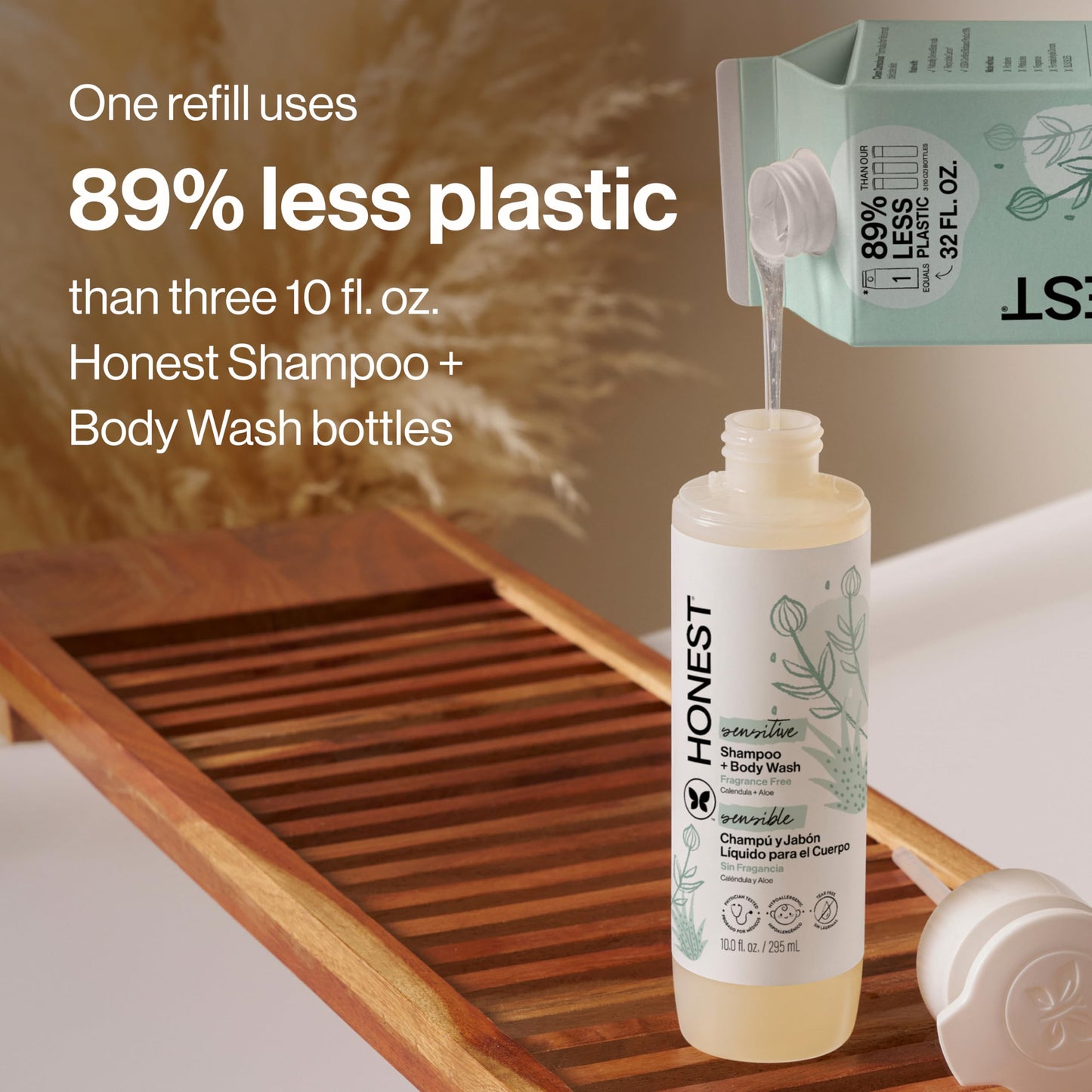 The Honest Company 2-in-1 Cleansing Shampoo + Body Wash, Gentle Enough for Baby, Dermatologist Tested, Tear-Free, Hypoallergenic, Fragrance-Free