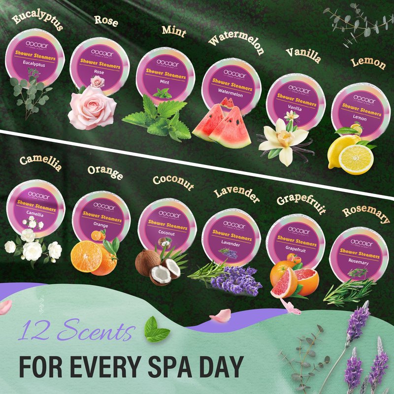 docolor Shower Steamers Aromatherapy 12 Pack Gifts for Women Mother Day Gift Mom, Stress Relief Home Spa, Lavender Natural Essential Oil Self Care Relaxation Shower Bombs