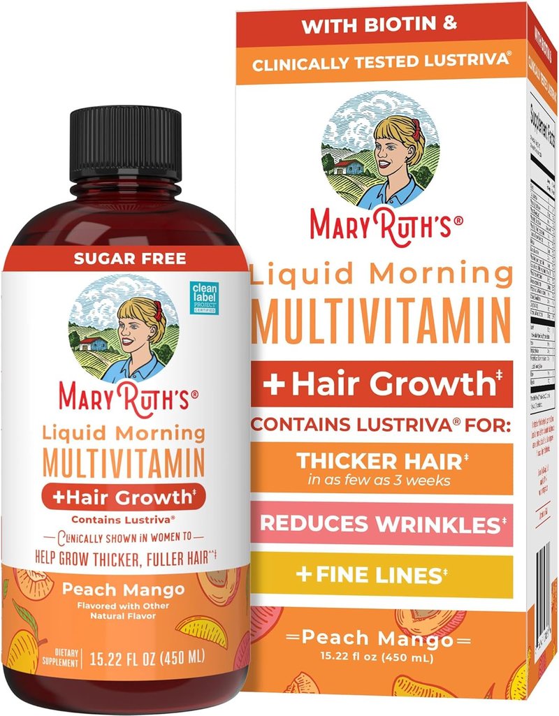 MARYRUTH'S Liquid Multivitamin for Hair Growth - Biotin 10000mcg | Clinically Tested for Thicker Hair & Skin Care | 15.22 Fl Oz
