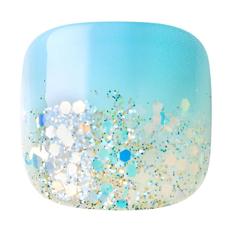 KISS imPRESS Press-On Nails - Last Flowers Design, Medium Blue, Short Squoval | 24 Nails & Accessories Included