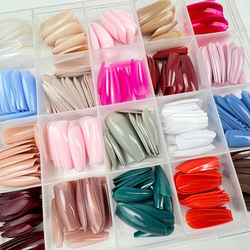 576 Pcs Press on Nails Medium Coffin Fake Nails Solid Color False Nails 24 Color Coffin Acrylic Glue on Nail Reusable Artificial Nails Stick on Nail for Women Manicure