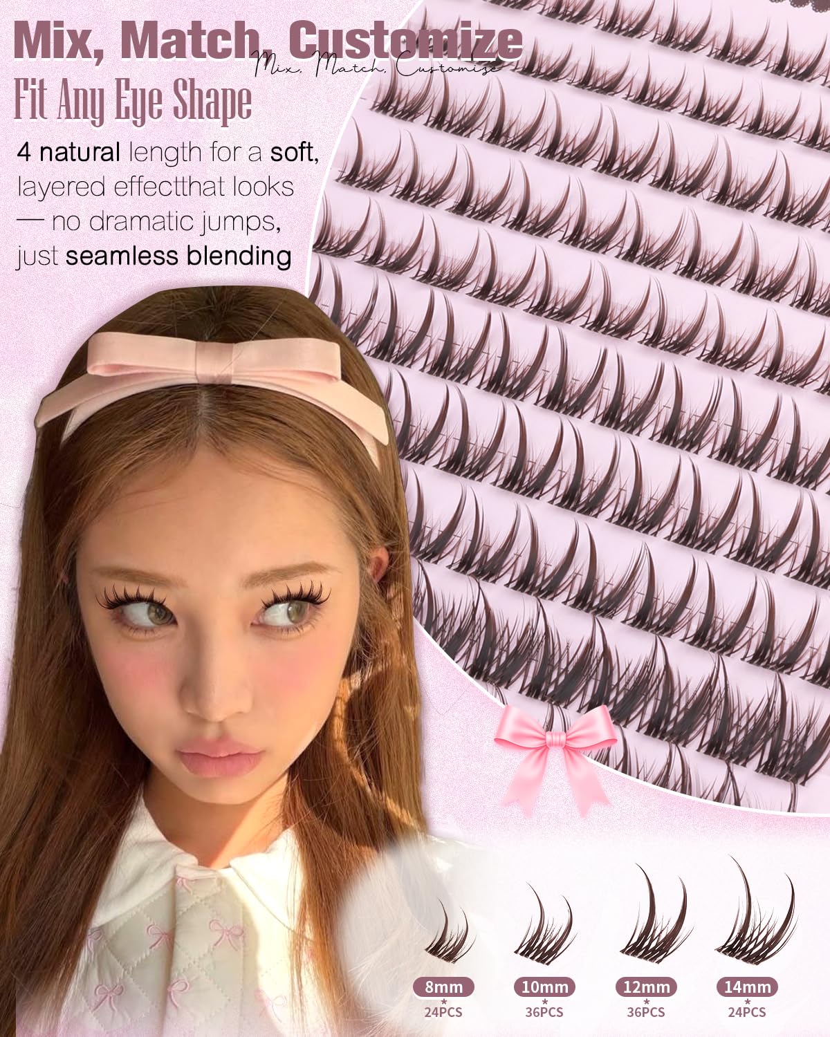 Spiky Brown Lash Clusters - 8-14mm Manga Eyelash Extensions | Wispy Anime Individual Lashes