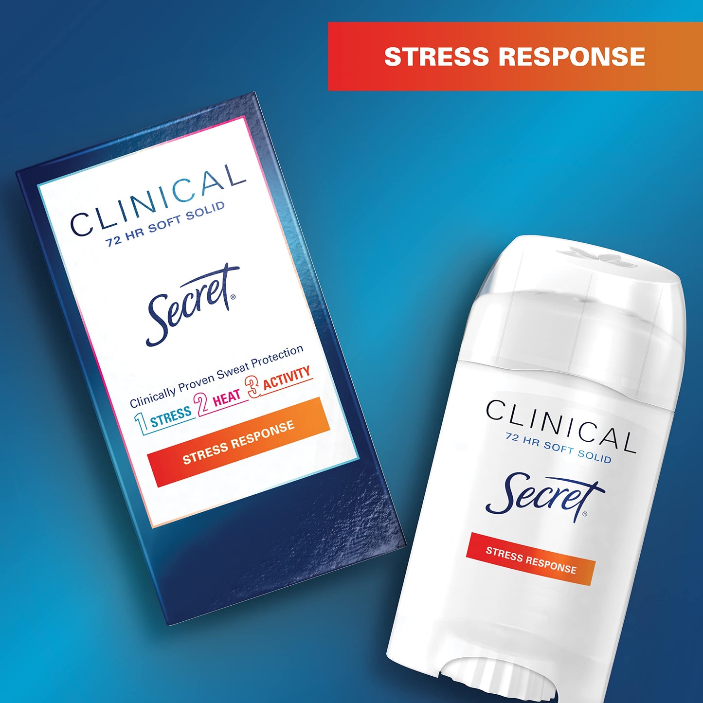 Secret Antiperspirant Clinical Strength Deodorant for Women, Soft Solid, Stress Response, 1.6 Oz, (Pack of 3)