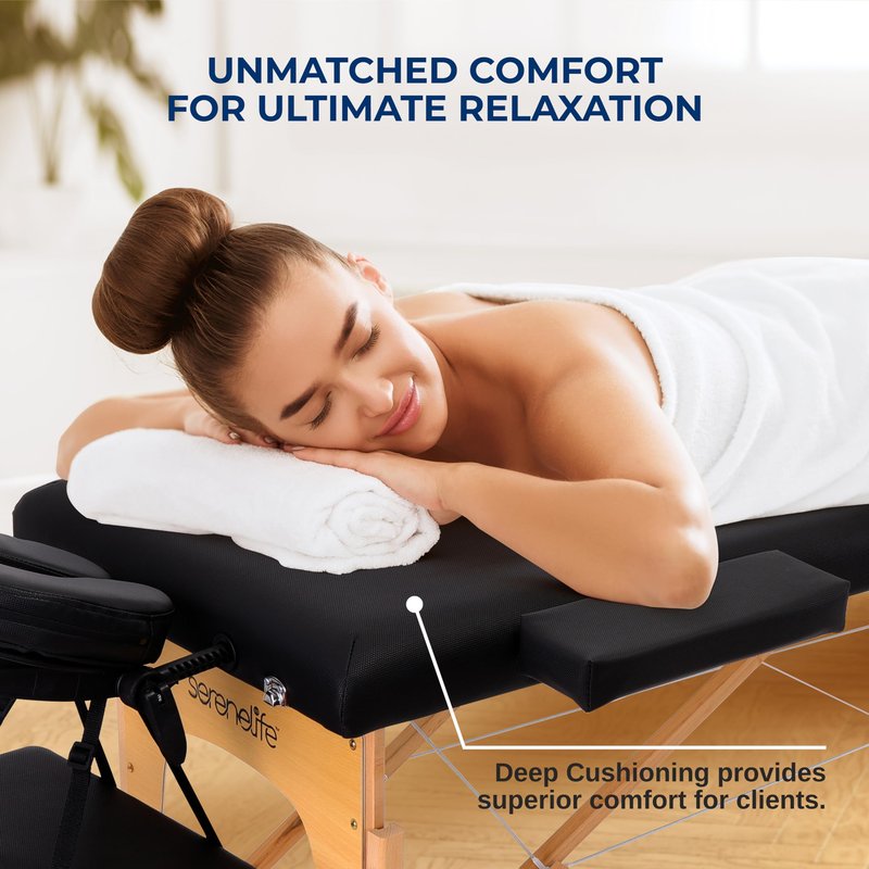 SereneLife Portable Massage Table 24 inch, Height Adjustable 3 Sections Massage Bed & Folding Lash Station for Esthetician, Tattoo Table, Spa Bed, Physical Therapy & Facial Treatment