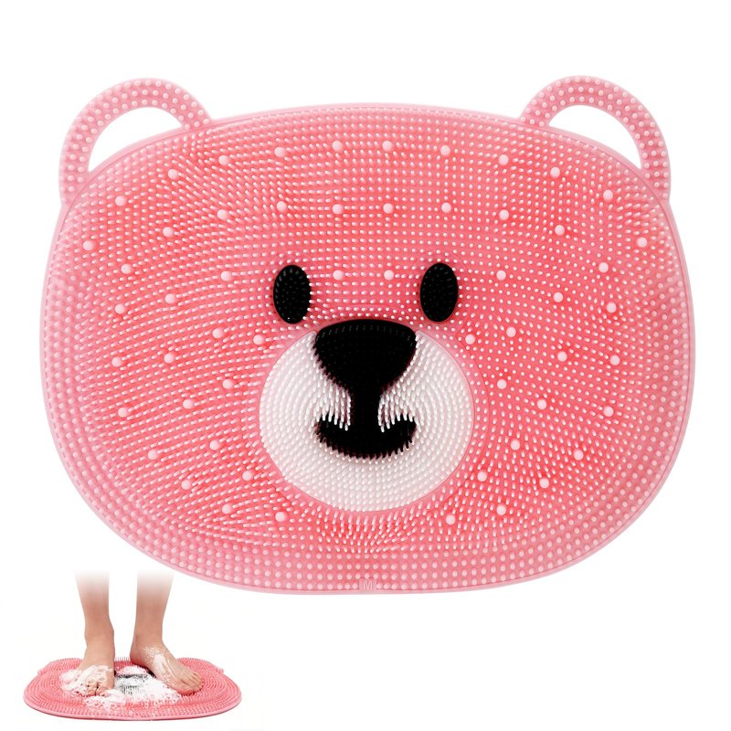 EaTubano Foot Scrubber in Shower - Non-Slip Silicone Foot Scrubber for Shower, Exfoliating Massage Mat for Feet, Dead Skin & Callus Remover, Textured Bath Mat for Men Women (Pink, 12.6"x10.2")