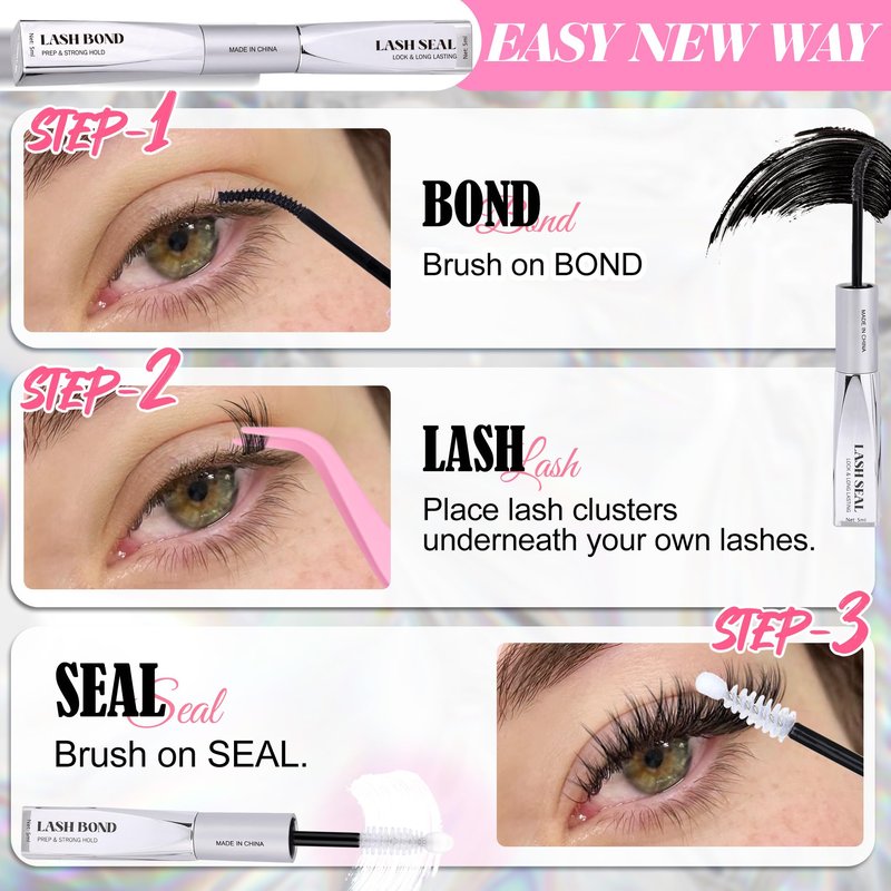 ALICE Lash Glue Bond and Seal Waterproof Lash Cluster Glue Long Lasting 48-72 Hours Strong Hold Eyelash Extension Adhesive