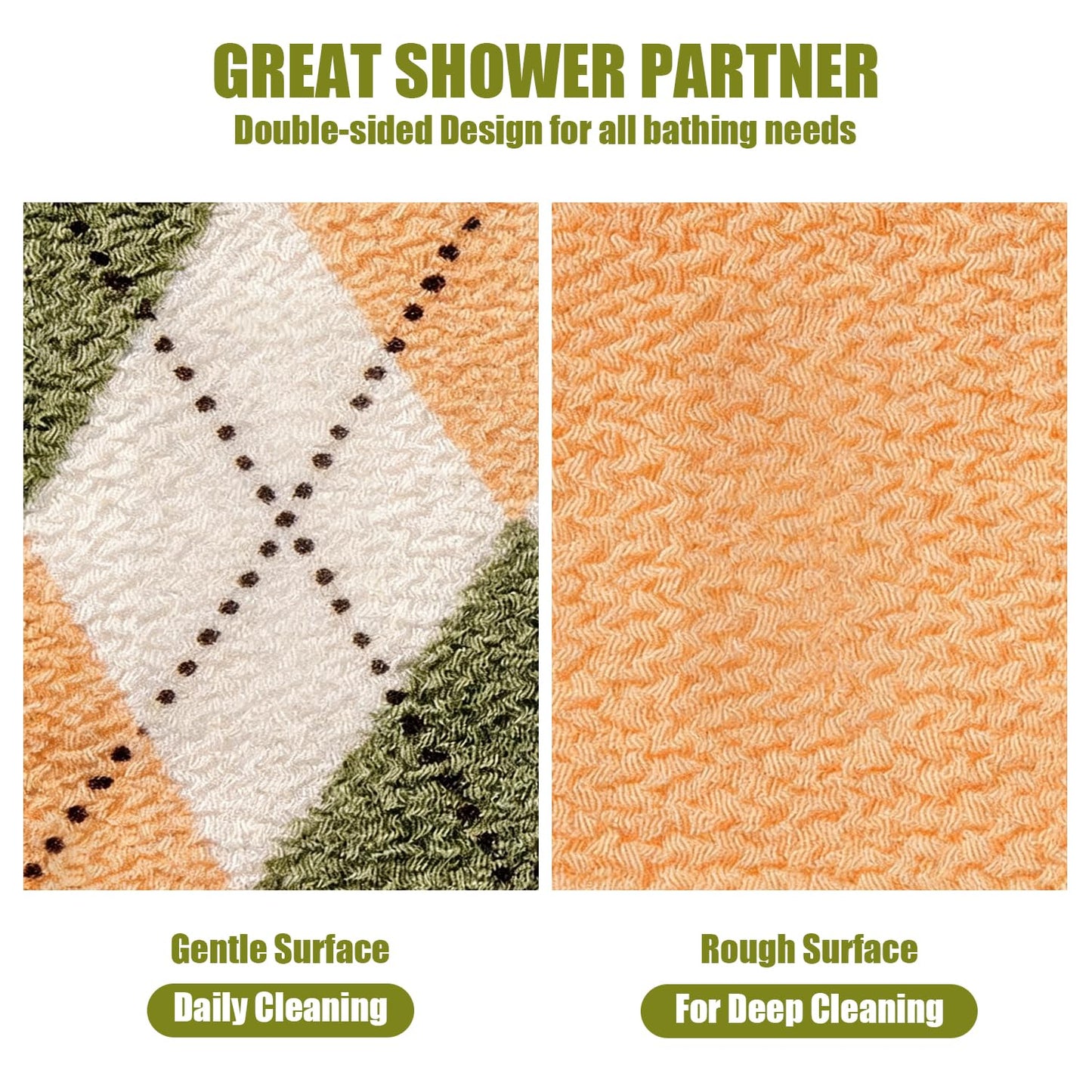 Back Scrubber with Handles for Women, 38 Inches Double-Sided Exfoliating Shower Towel Body Scrubber, Back Exfoliator Body Cleaner to Scrub Your Skin, Bath Scrubber for Body, Back Washer for Shower