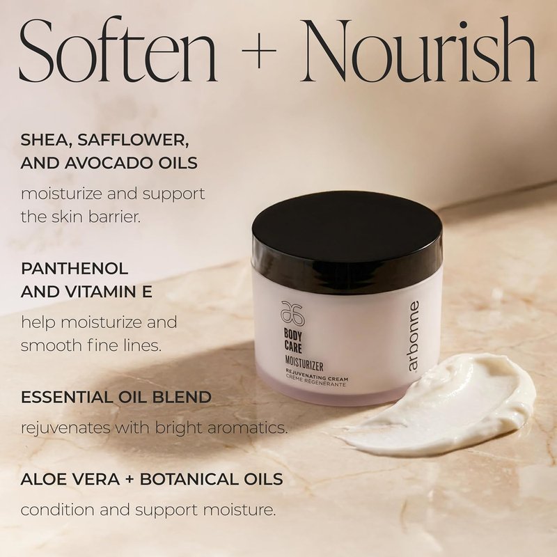 BodyCare Moisturizer Cream – Rich Hydrating Body Lotion with Omega 3-6-9, Shea, Aloe, and Vitamin E; Spa-Like Hydration for Daily Use, by Arbonne.