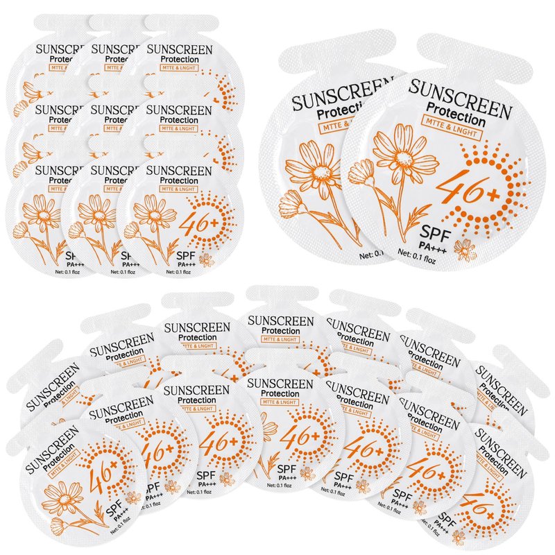 Heigble 100 Pcs Sunscreen Bulk Mini Travel Size Sunscreen Packets SPF 46+ Summer Party Gifts for Women Girl