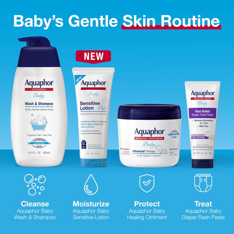 Aquaphor Baby Sensitive Lotion, Baby Lotion to Soothe and Moisturize Delicate Skin, 8 Oz