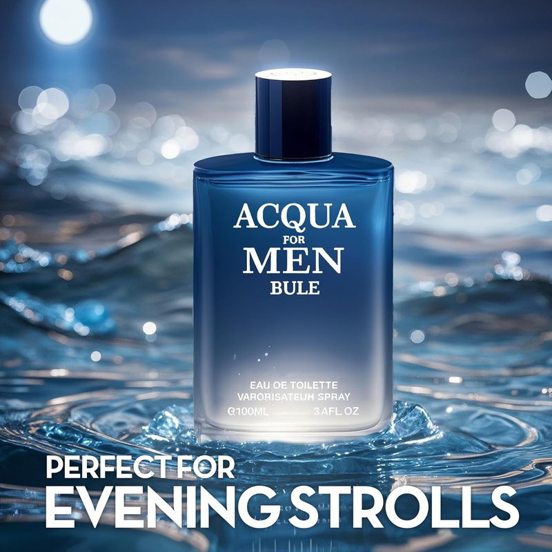 Acqua For Blue Cologne for Men - Long-Lasting Eau De Toilette Spray | 3.4 Fl Oz, Notes of Mandarin & Cedarwood
