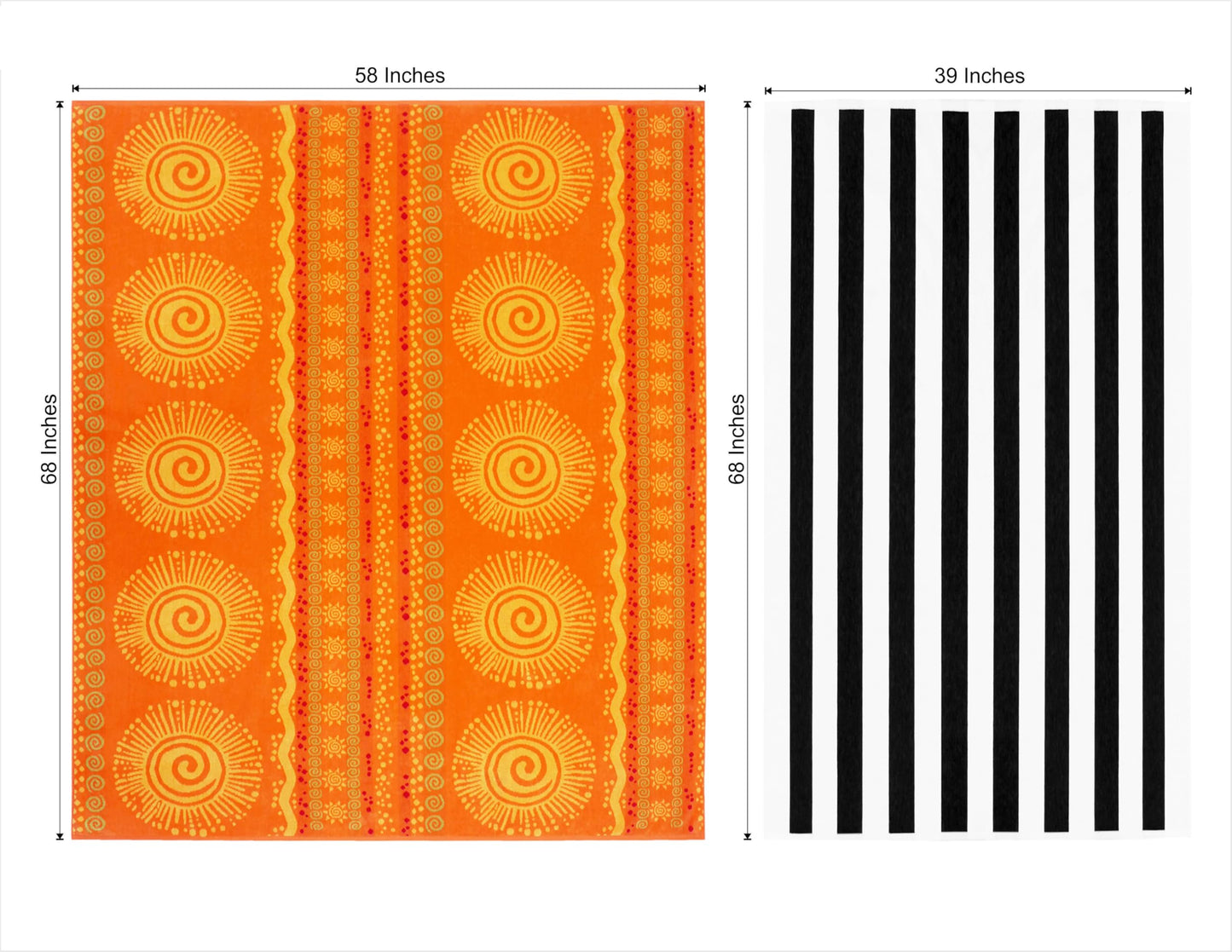 COTTON CRAFT Oversized Beach Towel for Two - 58x68 - Pure Cotton Jacquard Velour Extra Wide XL Beach Blanket Towel - Big & Huge Pool Bath 450 GSM Thick Plush Super Soft Luxury - Sunshine Orange Yellow