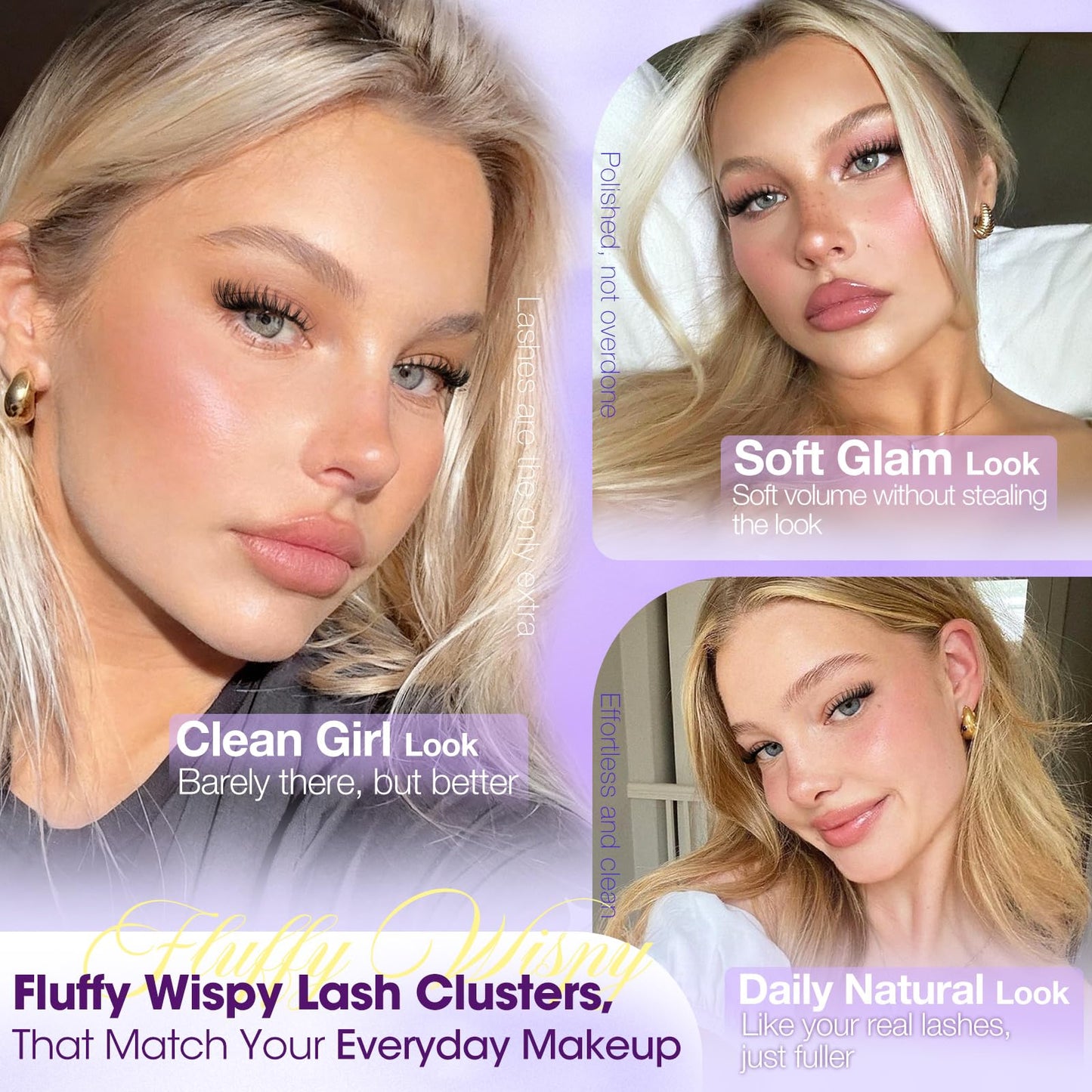 Wispy Fluffy Lash Clusters 8–14mm Short Eyelash Clusters Natural CC Curl Individual Lashes DIY Eyelash Extensions with Thin Lash Band for Daily Wear, Clean Girl & Soft Glam by Yawamica