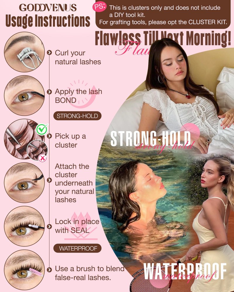 Goddvenus Brown Wispy Lash Clusters Manga Eyelashes Clusters Natural Cluster Eyelash Extensions Fairy DIY Lash Extension Anime C Curl Waterproof Individual Eye Lashes
