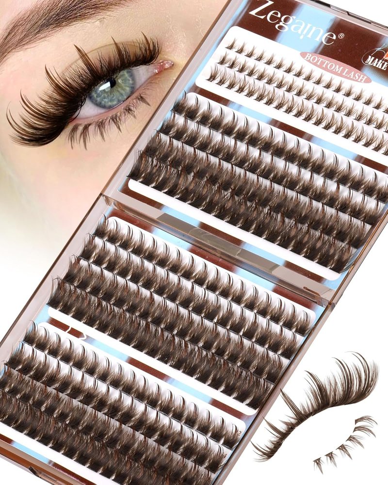Brown Lash Clusters - Wispy Spiked Bottom Eyelash Extensions | 12-18MM, 264 Pcs