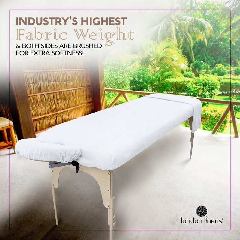 LONDON LINENS Soft Microfiber Massage Table Sheets Set 3 Piece Set - Includes Massage Table Cover, Massage Fitted Sheet, and Massage Face Rest Cover (White)
