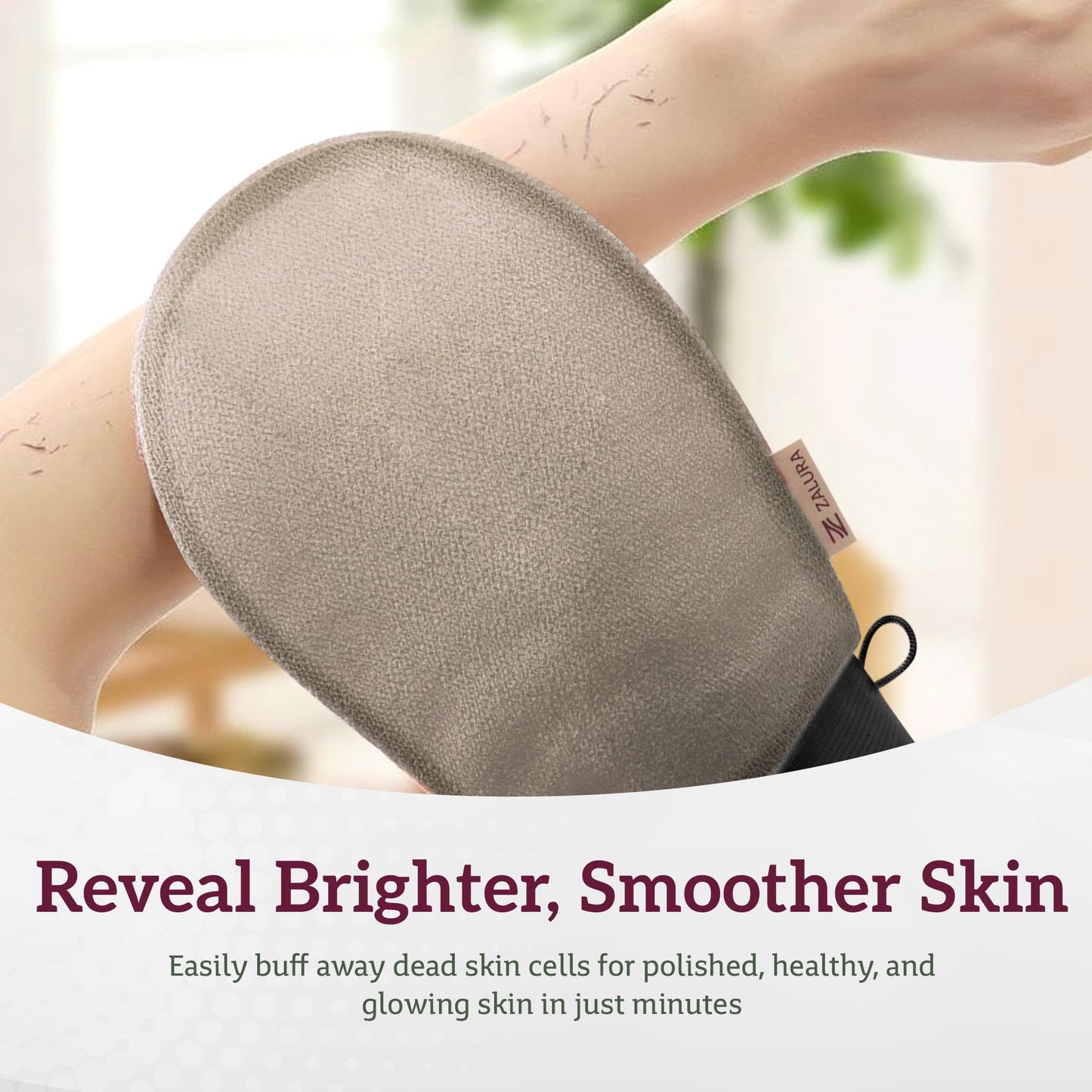 ZALURA Exfoliating Glove - Skin Exfoliating Body Scrubber for Shower & Bath - 100% Viscose Plant Fibers - Deep Exfoliating Mitt & Scrubber for Women & Men, Spray Tan & Dead Skin Remover - 1-Glove