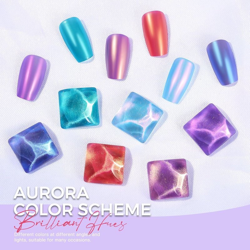 Aurora Pearl Nail Polish Set - Ombre Iridescent Glitter for Summer | Pink, Blue, Purple, Quick Dry, DIY Gift for Women & Girls