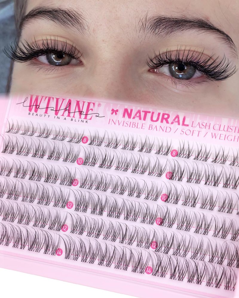 Natural Lash Clusters - 8-14mm Wispy Eyelash Extensions with Clear Band | C Curl for a Natural Look