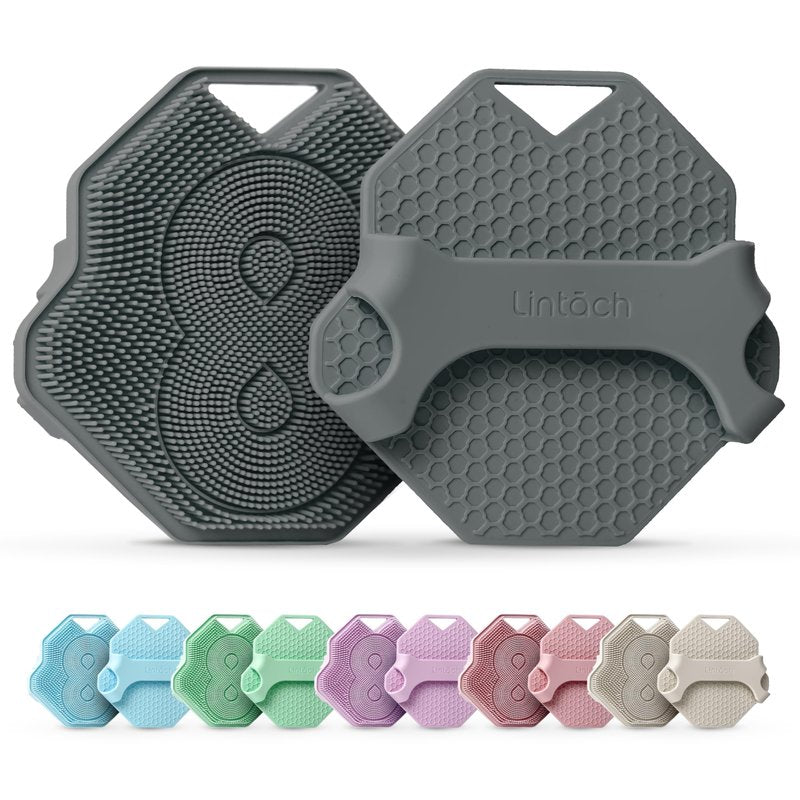 Silicone Shower Scrubber for Body – Exfoliating Loofah Alternative, Zinc & Silver-Infused, Hygienic & Gentle for Sensitive Skin, Durable & Long-Lasting Body Scrubber for Men - Gray