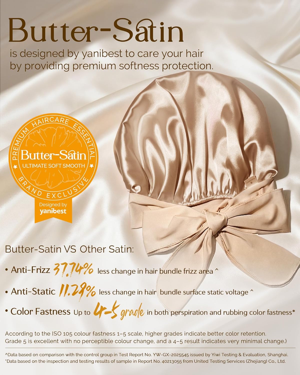 YANIBEST Adjustable Satin Bonnet - Double Layer Hair Wrap to Reduce Friction & Prevent Frizz for Natural Curly Hair