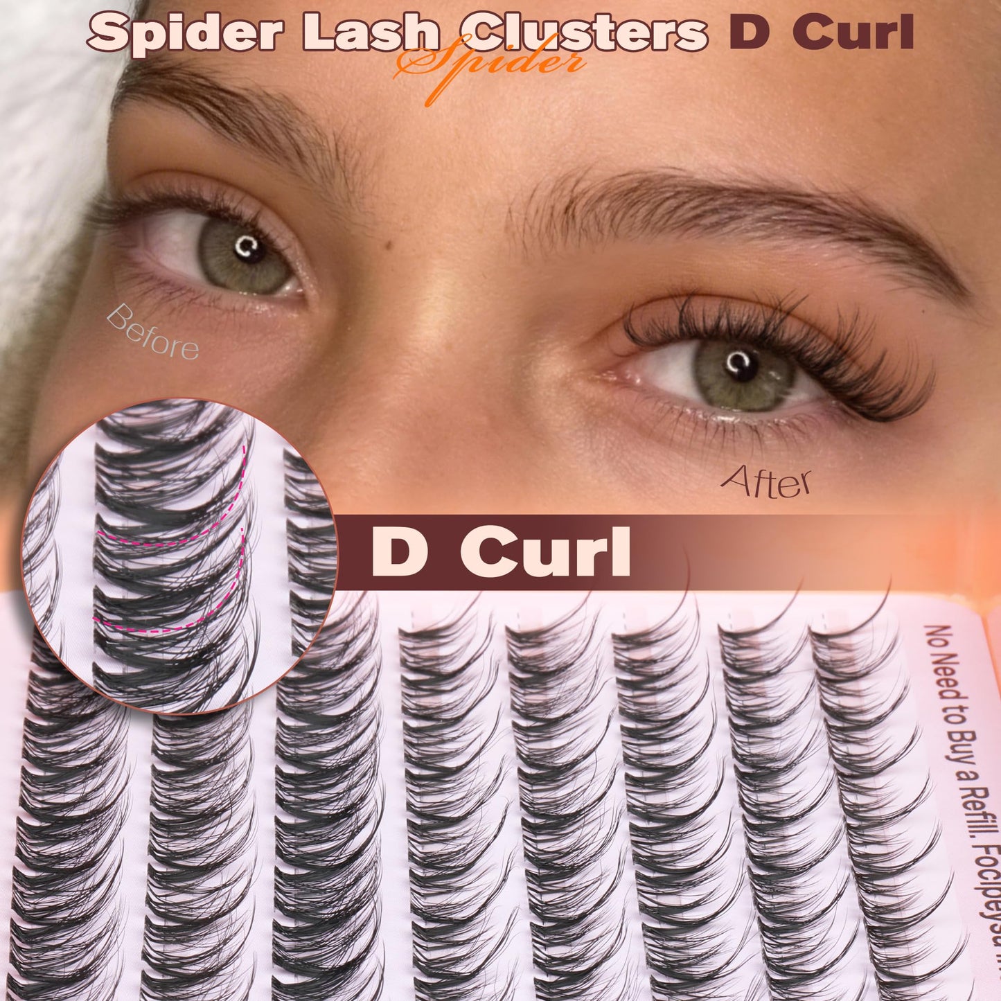 Spider Lash Clusters Natural Eyelash Clusters Wispy Lash Clusters DIY 10-14mm Cluster Eyelash Extensions Reusable Soft Individual Lashes for Natural Daily Makeup, Clean Girl Look by Focipeysa Lashes