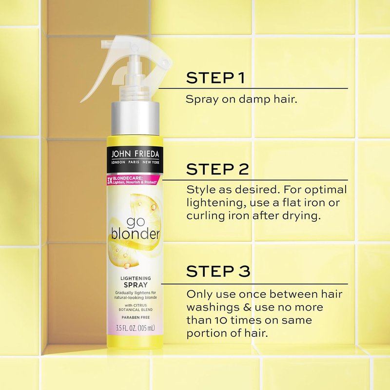 John Frieda Go Blonder Lightening Spray - Gradually Lightens Blonde Hair | Citrus Botanical Blend, 3.5 Oz (Pack of 2)