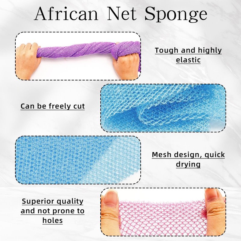 6 Pack African Bath Sponge Exfoliating Glove Set Nylon African Exfoliating Net Exfoliating Washcloth Body Scrubber Back Scrubber Wash Deep Scrubbing Dead Skin