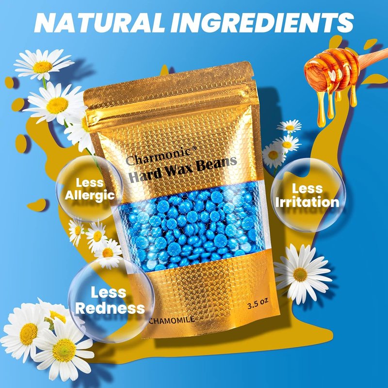 Charmonic Hard Wax Beads - 10lb Bulk Waxing Beads for Face, Eyebrow, Brazilian & Body Hair Removal