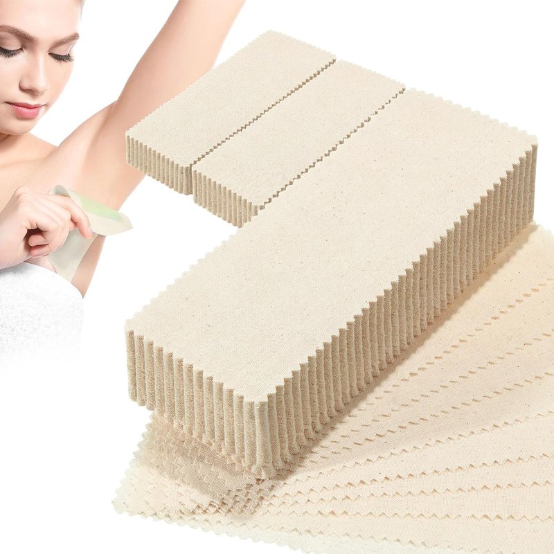 Natural Muslin Epilating Wax Strips - 300 Pcs Precut Hair Removal Cloth for Face & Body | Mixed Sizes