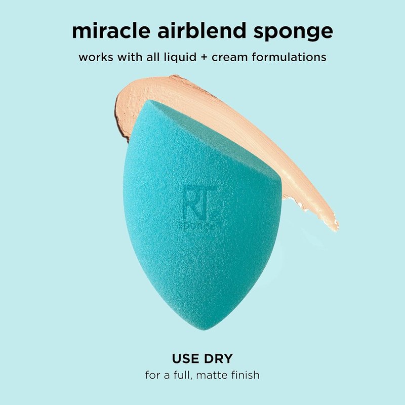 Real Techniques Miracle Mattifying Makeup Sponge Duo - Full Coverage Blending Sponges for Oily Skin | 2 Count, Matte Finish