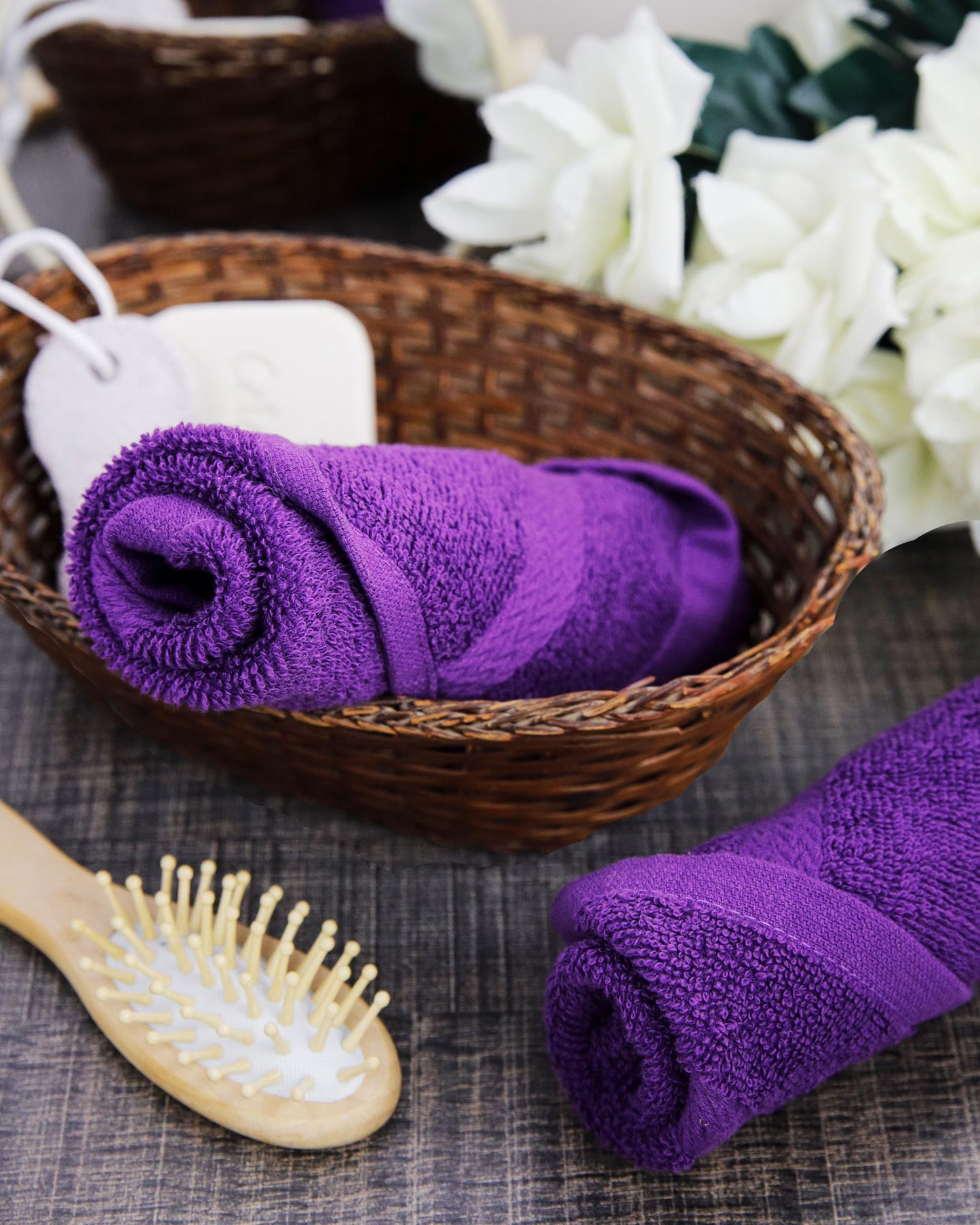 The Holy south13 x13 Premium Wash Cloths Set,100% Cotton Ring Spun,Medium Weight, Absorbent Fast Dry, Soft Feel Washcloths for Bathroom, Spa, Face, fingertip Towel, (Pack of 4) (Purple)